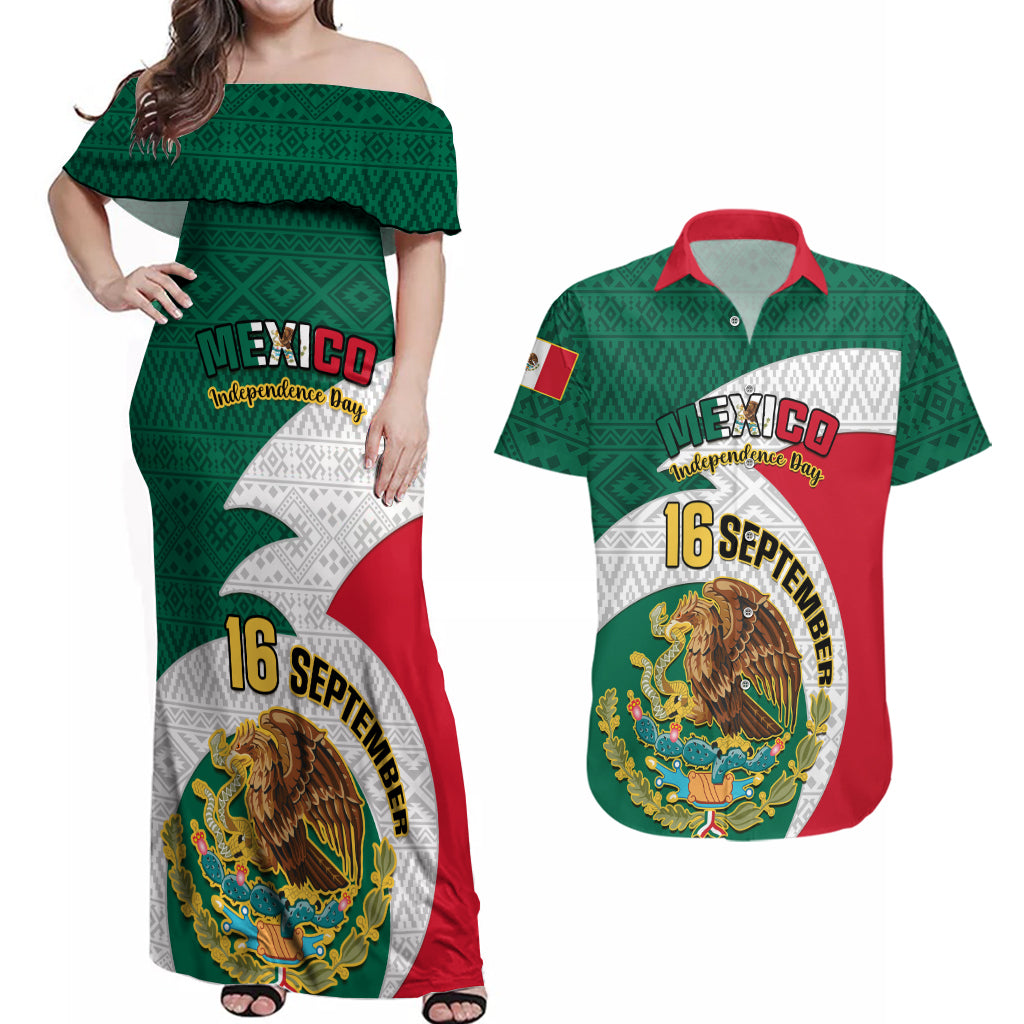 personalised-mexico-independence-day-couples-matching-off-shoulder-maxi-dress-and-hawaiian-shirt-mexican-aztec-pattern