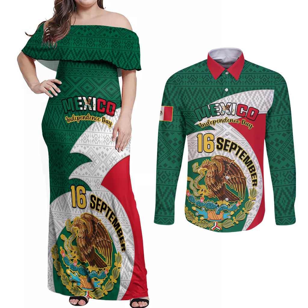 personalised-mexico-independence-day-couples-matching-off-shoulder-maxi-dress-and-long-sleeve-button-shirts-mexican-aztec-pattern