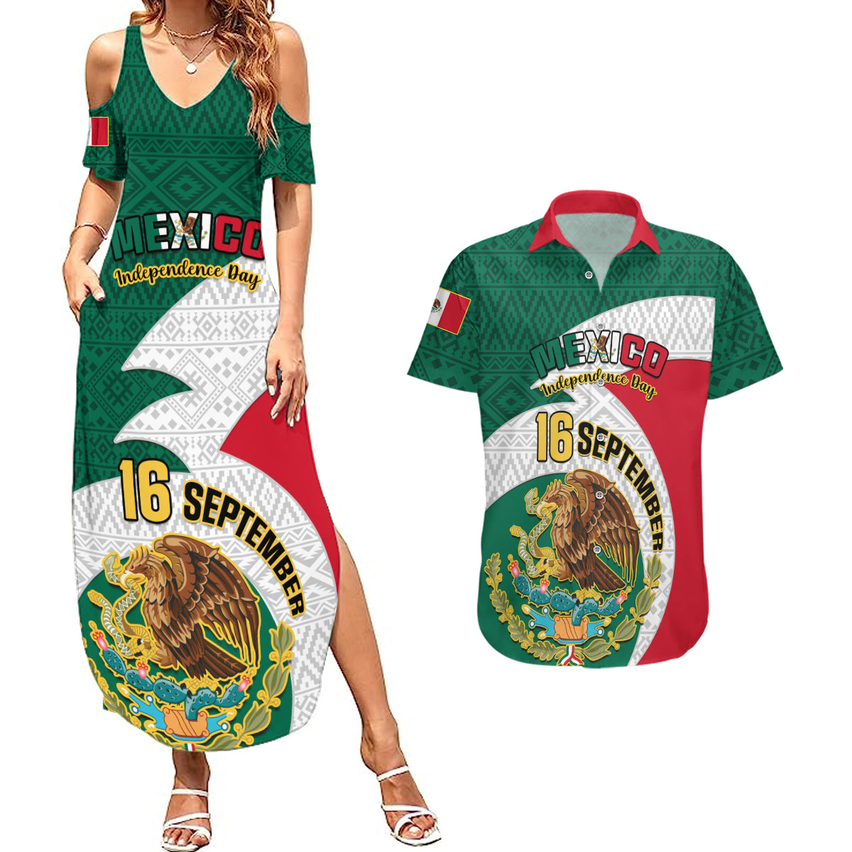 personalised-mexico-independence-day-couples-matching-summer-maxi-dress-and-hawaiian-shirt-mexican-aztec-pattern