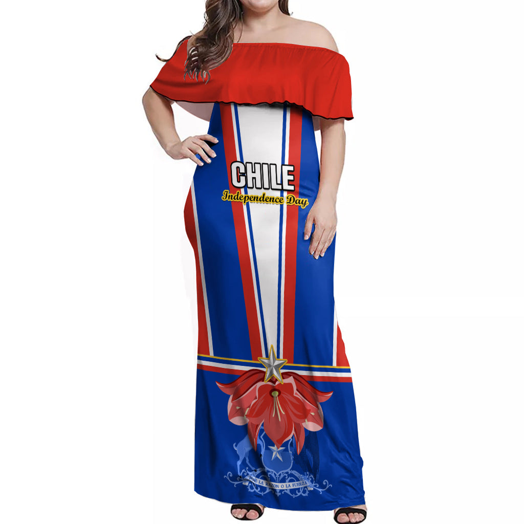 Chile Independence Day Off Shoulder Maxi Dress Chilean Bellflower - Wonder Print Shop