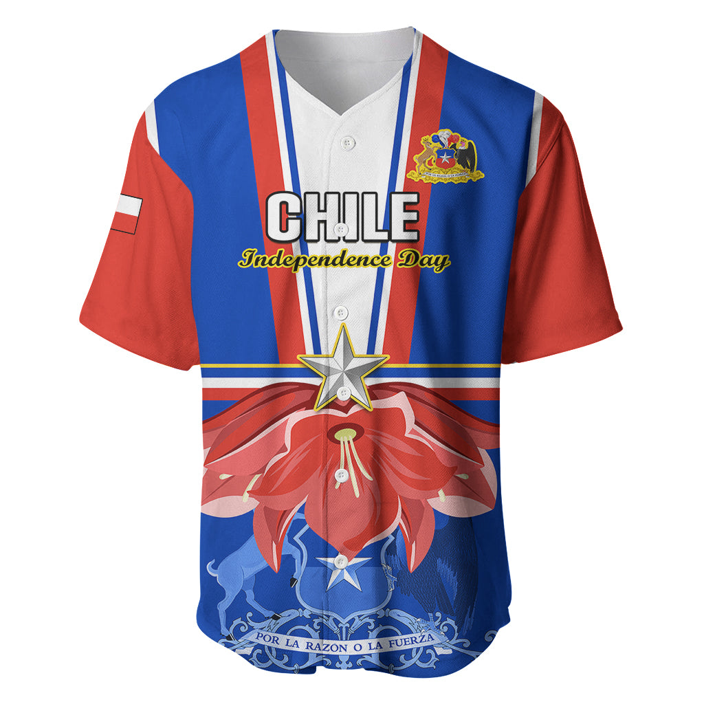 Personalised Chile Independence Day Baseball Jersey Chilean Bellflower - Wonder Print Shop