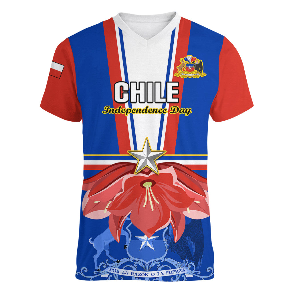 Personalised Chile Independence Day Women V Neck T Shirt Chilean Bellflower - Wonder Print Shop