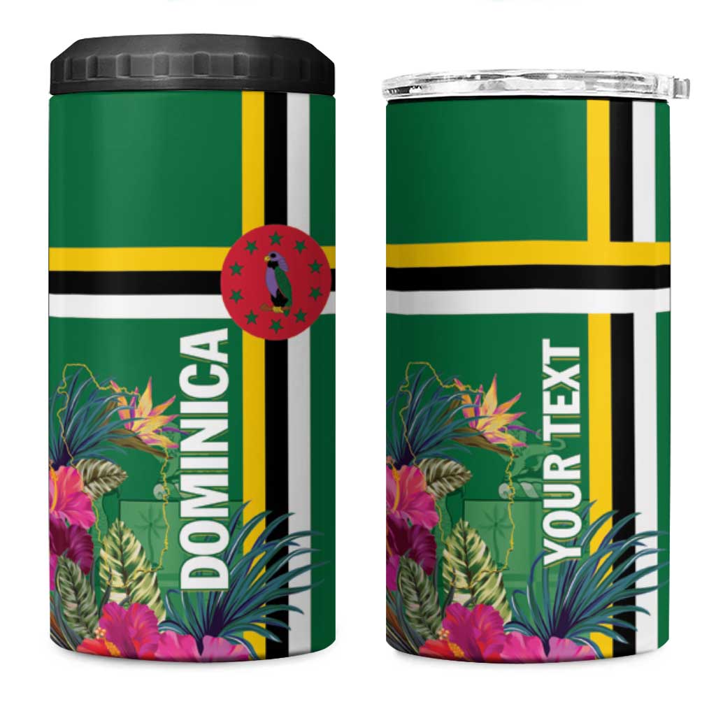 Personalized Dominica 4 in 1 Can Cooler Tumbler Waitukubuli Tropical Flower - Wonder Print Shop