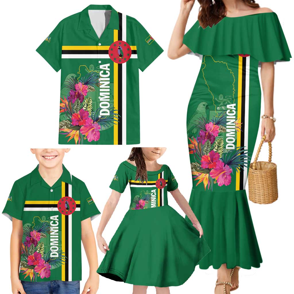 Personalized Dominica Family Matching Mermaid Dress and Hawaiian Shirt Waitukubuli Tropical Flower - Wonder Print Shop