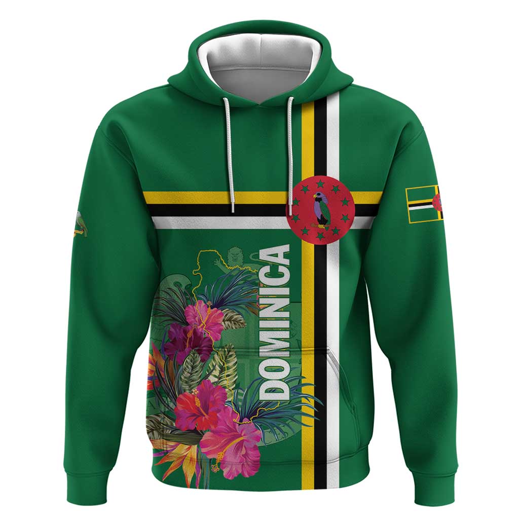 Personalized Dominica Hoodie Waitukubuli Tropical Flower