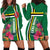 Personalized Dominica Hoodie Dress Waitukubuli Tropical Flower - Wonder Print Shop