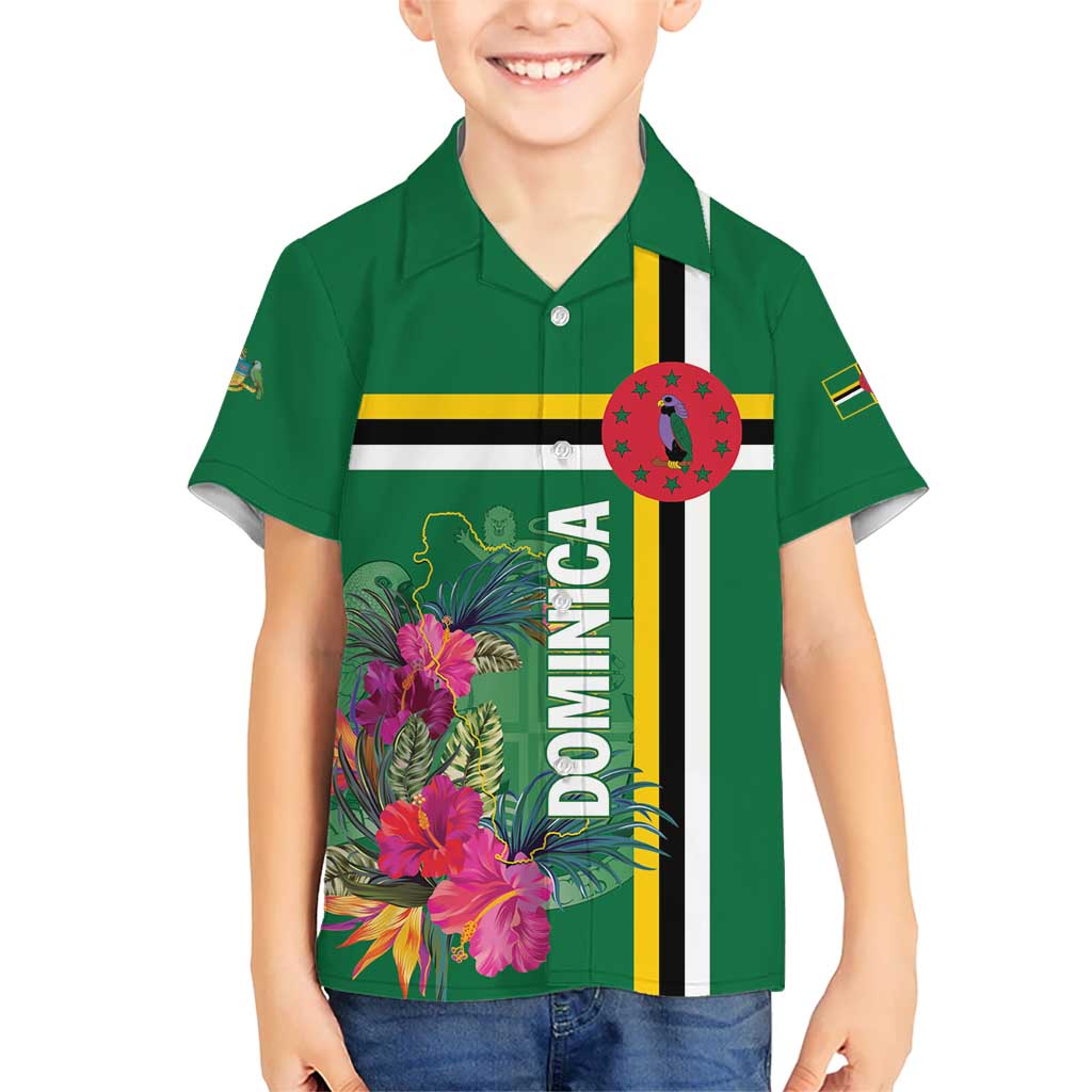 Personalized Dominica Kid Hawaiian Shirt Waitukubuli Tropical Flower - Wonder Print Shop