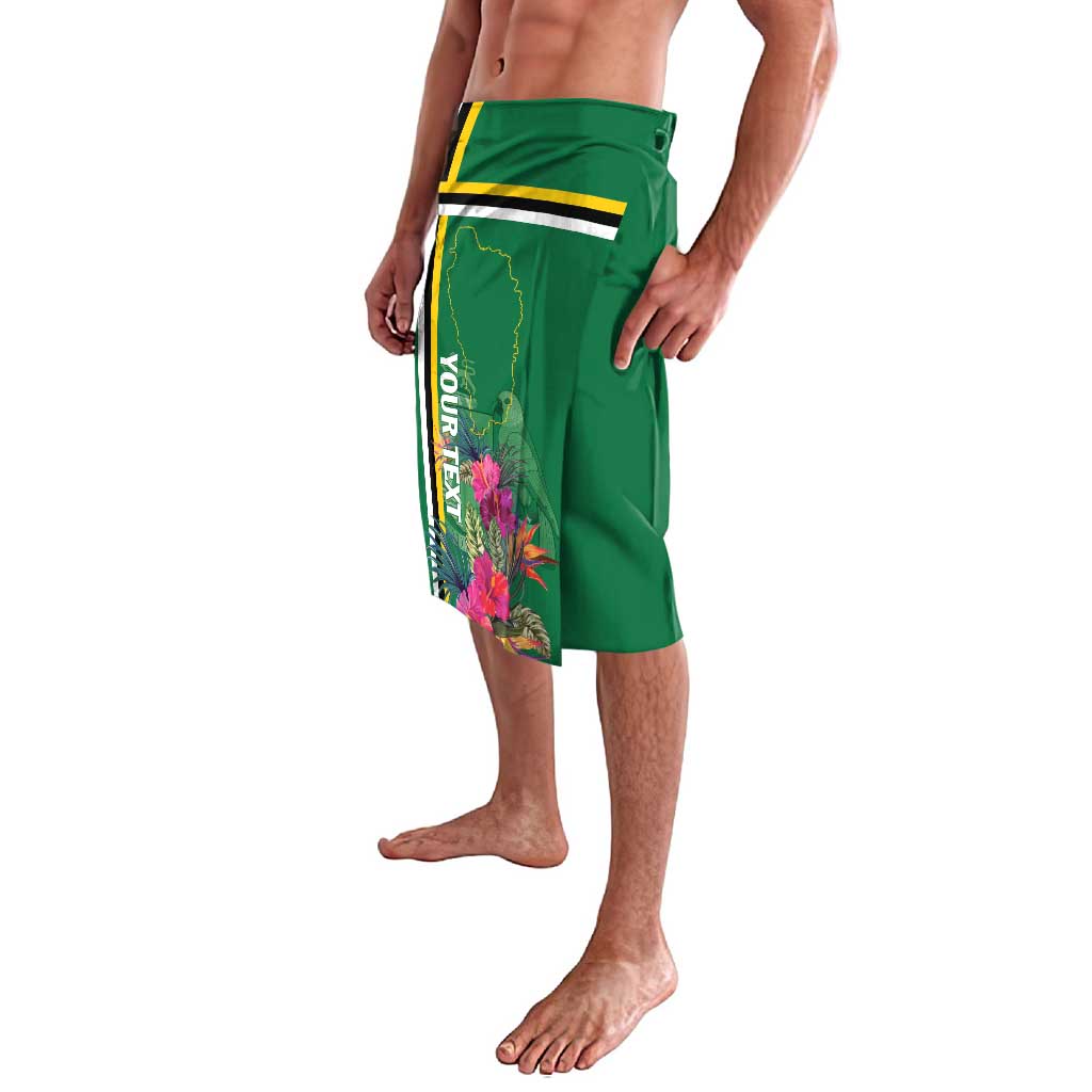 Green knee-length sarong skirt with side floral panel and island map graphic