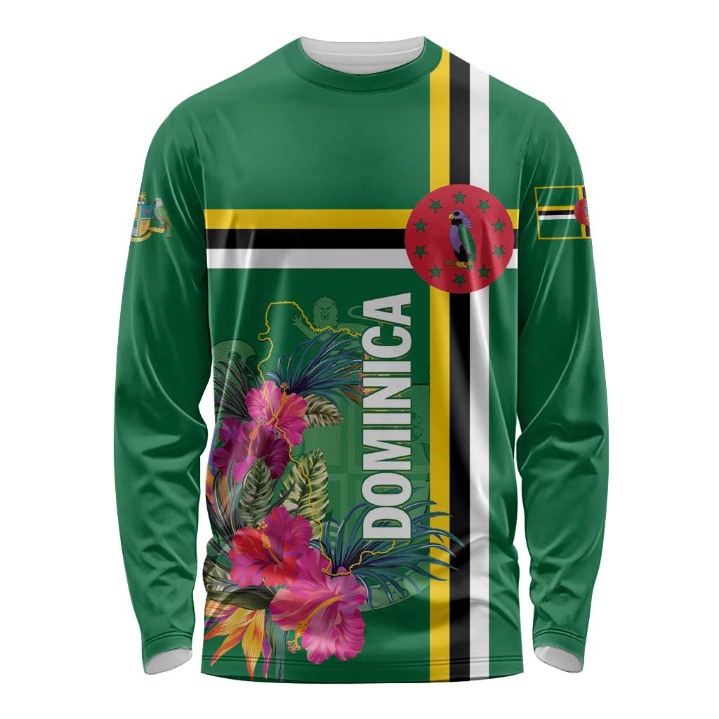 Personalized Dominica Long Sleeve Shirt Waitukubuli Tropical Flower - Wonder Print Shop