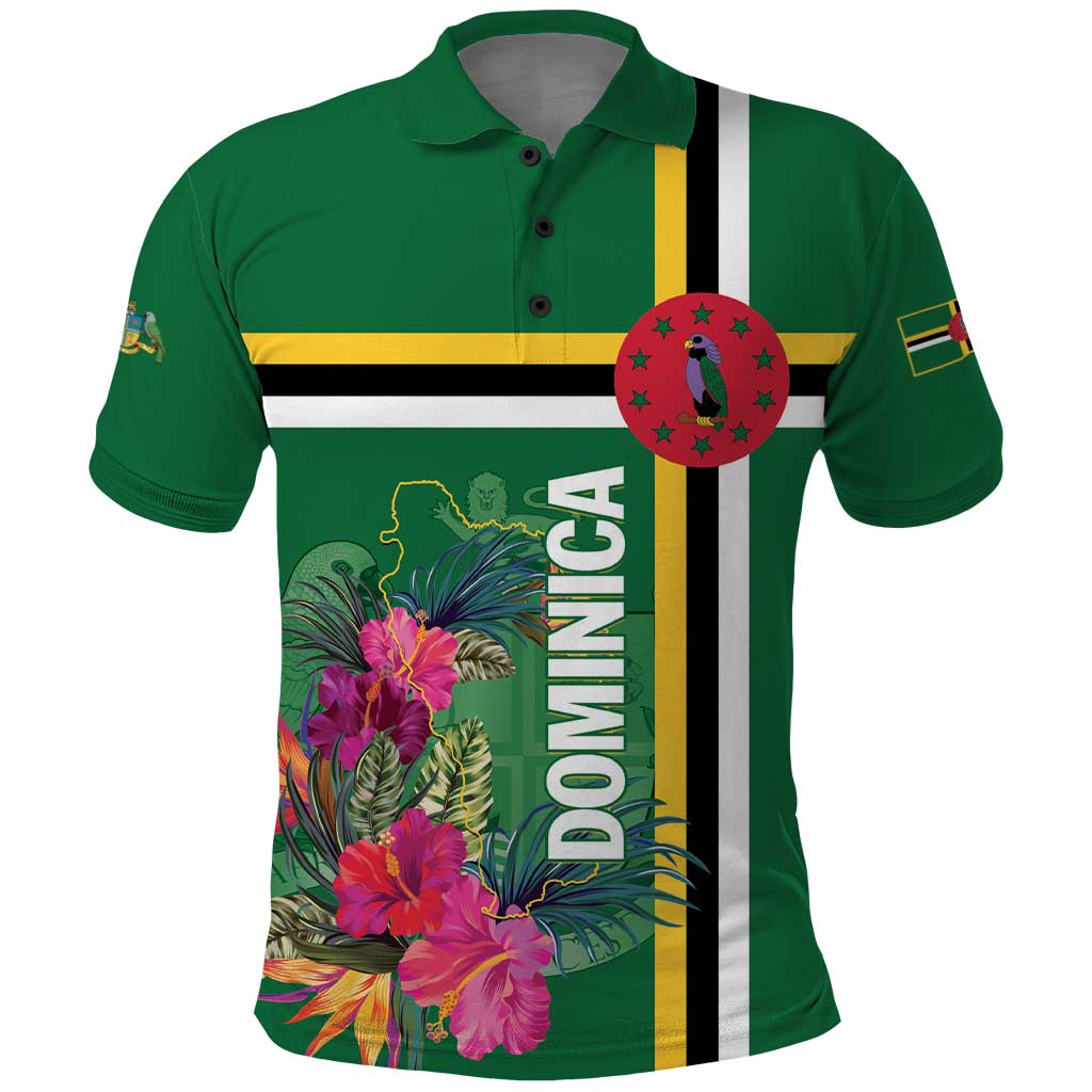 Personalized Dominica Polo Shirt Waitukubuli Tropical Flower - Wonder Print Shop