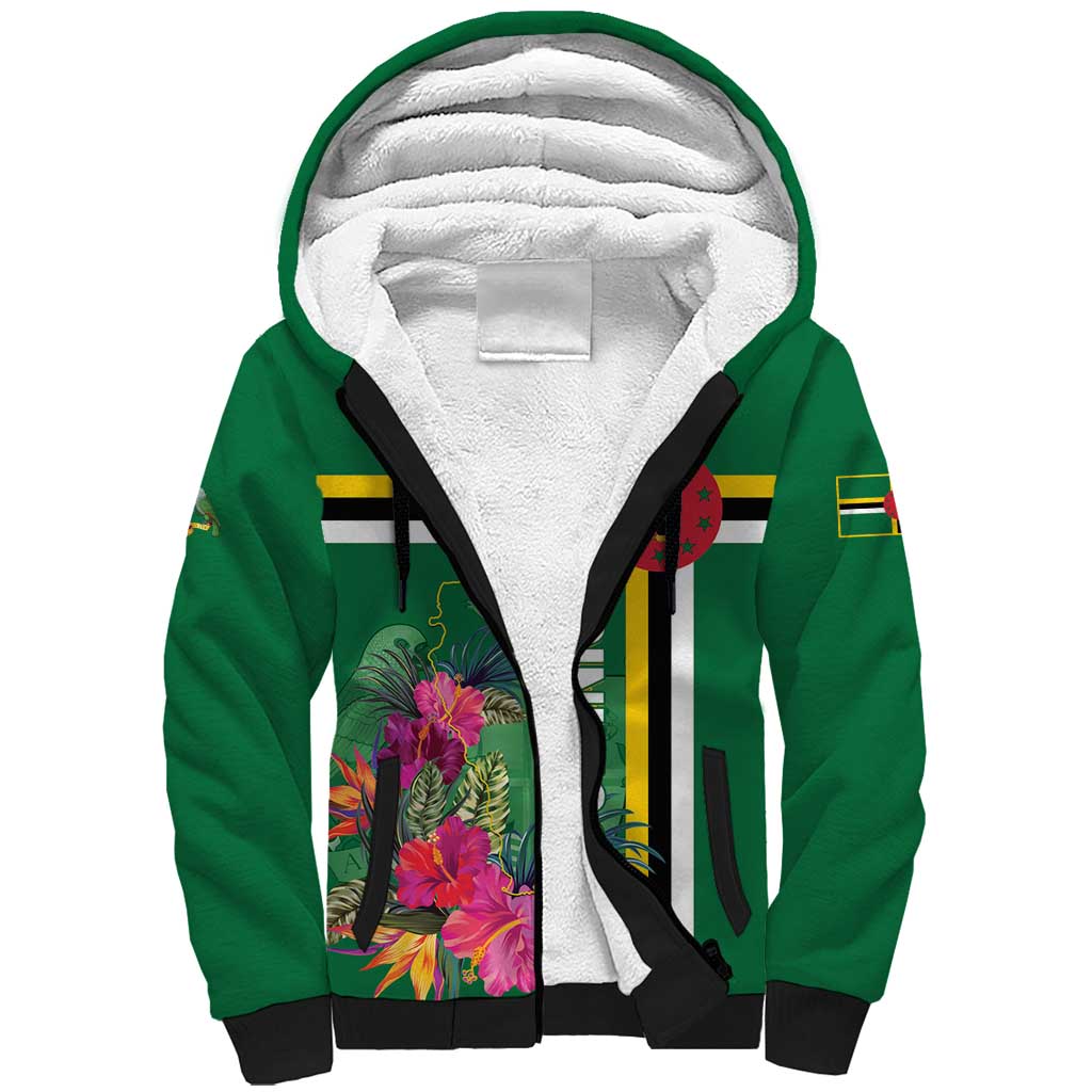 Personalized Dominica Sherpa Hoodie Waitukubuli Tropical Flower - Wonder Print Shop