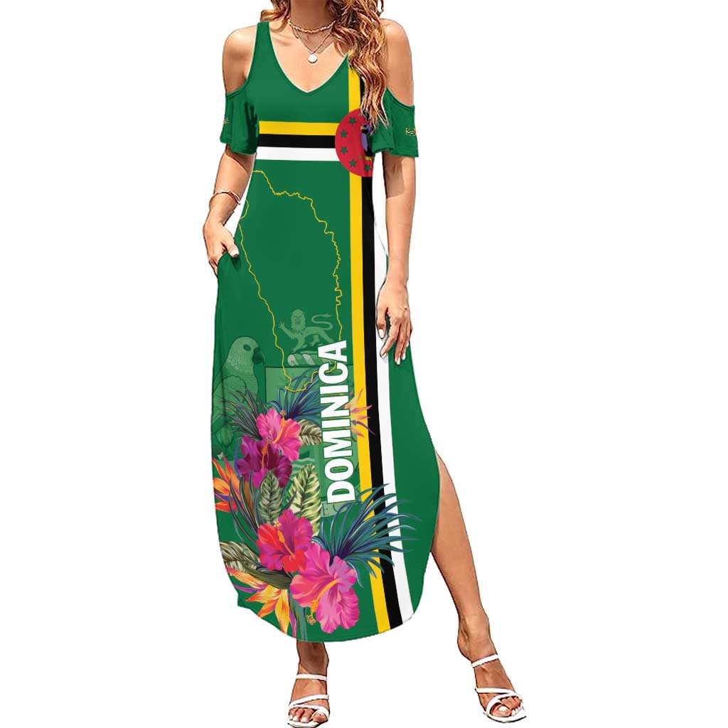 Personalized Dominica Summer Maxi Dress Waitukubuli Tropical Flower - Wonder Print Shop