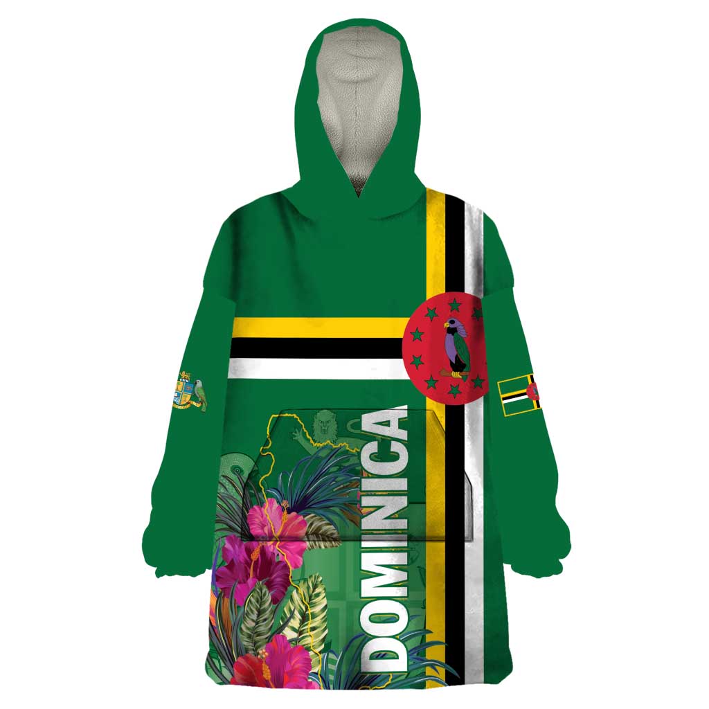 Personalized Dominica Wearable Blanket Hoodie Waitukubuli Tropical Flower - Wonder Print Shop