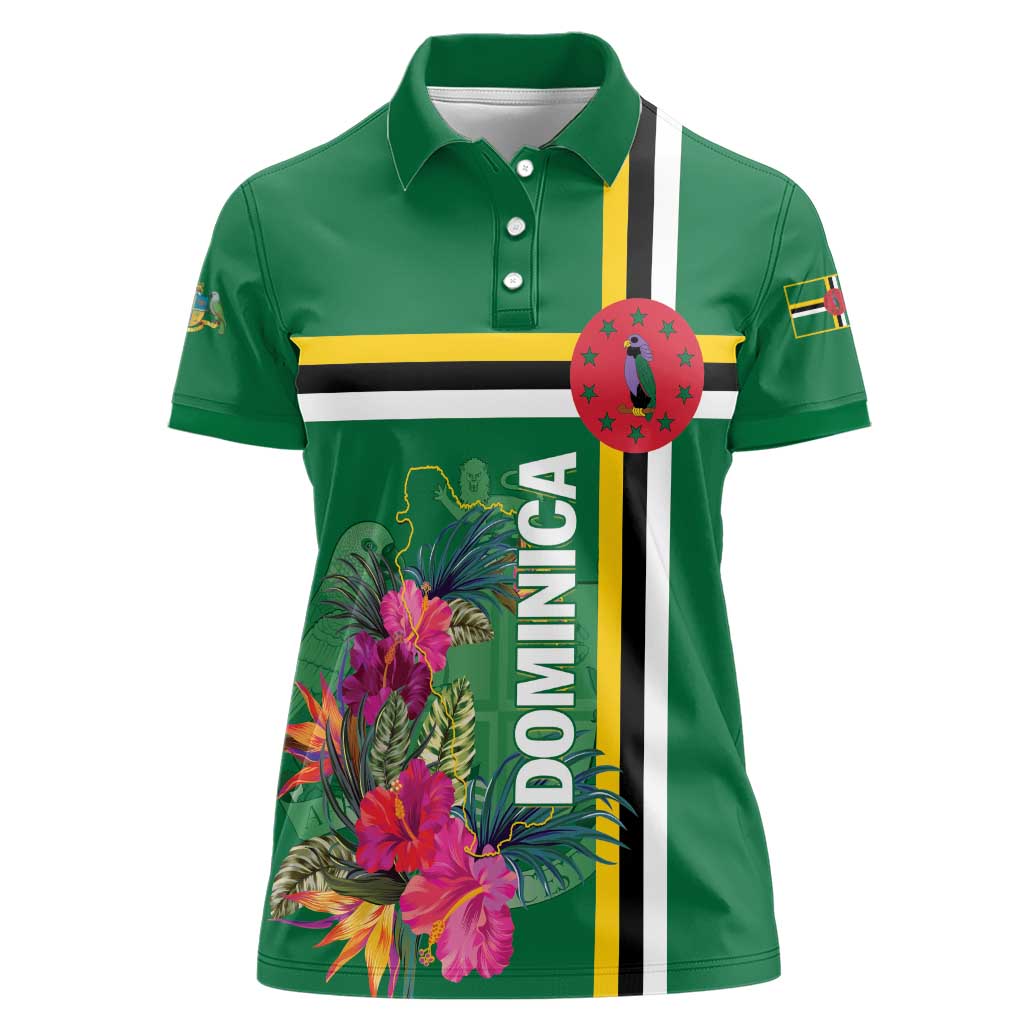 Personalized Dominica Women Polo Shirt Waitukubuli Tropical Flower - Wonder Print Shop