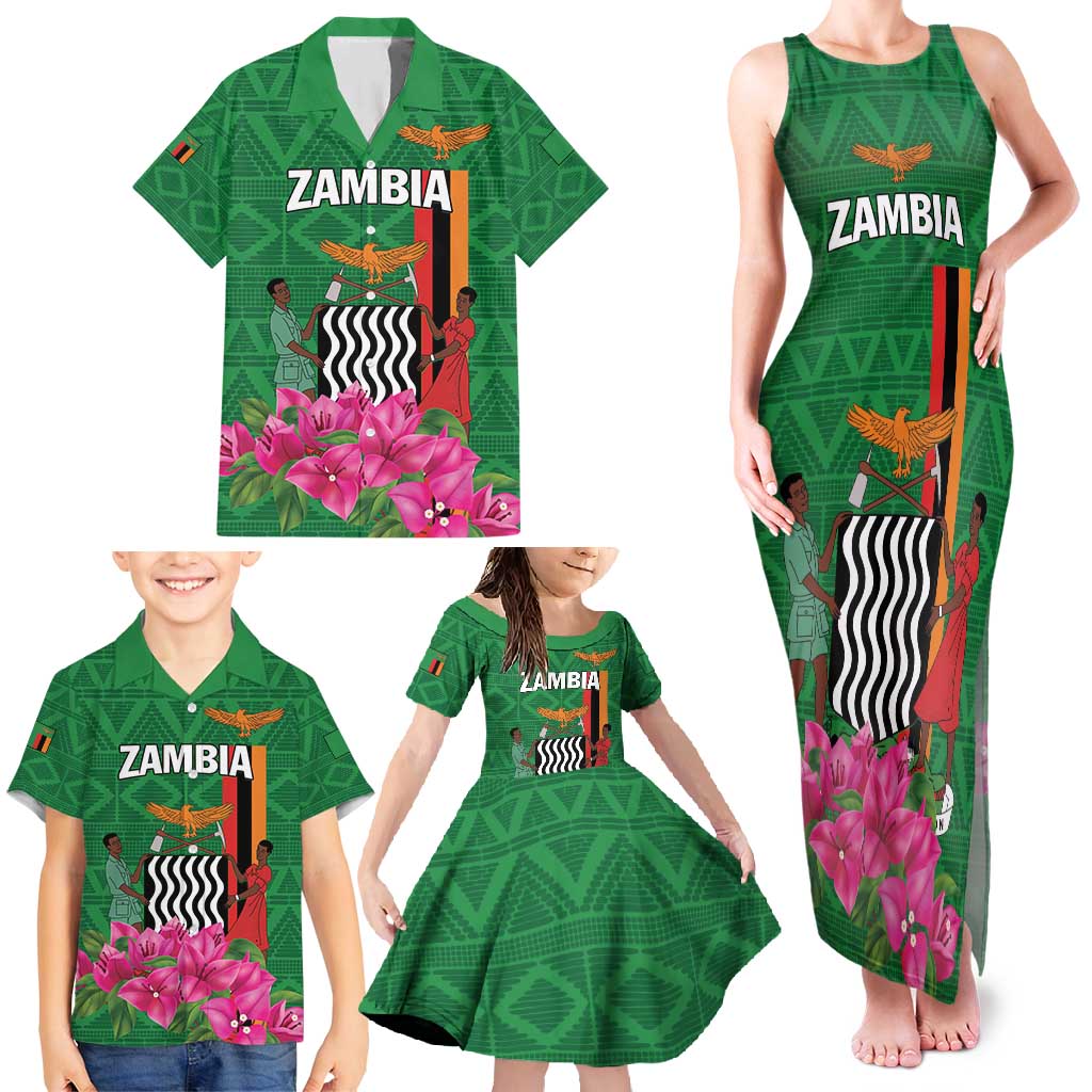 Personalized Zambia Family Matching Tank Maxi Dress and Hawaiian Shirt Icitungu ca Zambia Bougainvillea - Wonder Print Shop