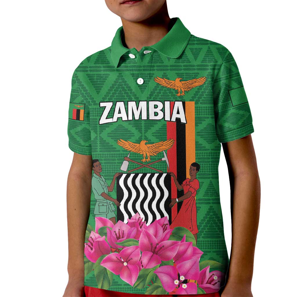 Personalized Zambia Kid Polo Shirt Icitungu ca Zambia Bougainvillea - Wonder Print Shop