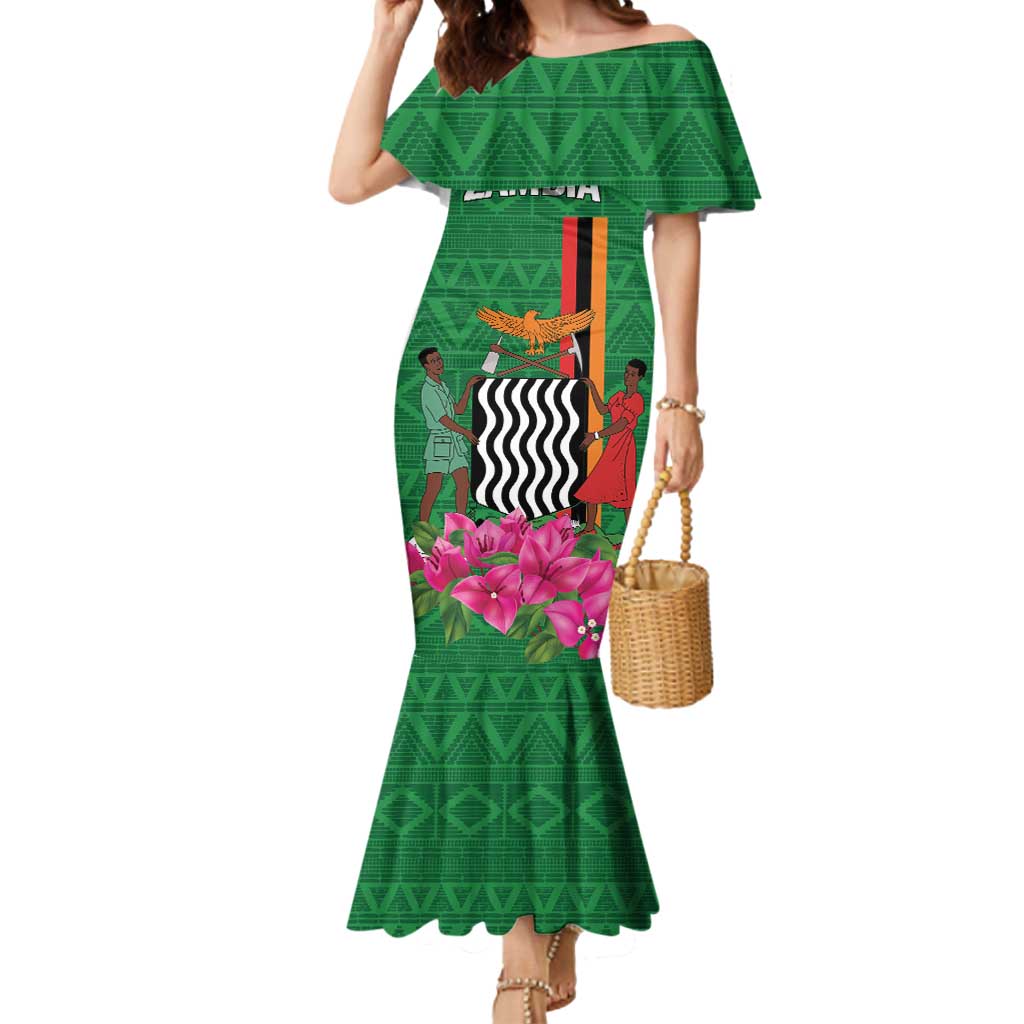 Personalized Zambia Mermaid Dress Icitungu ca Zambia Bougainvillea - Wonder Print Shop