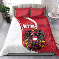 Red and white duvet bedding set featuring National Day Austria crest design with two pillows