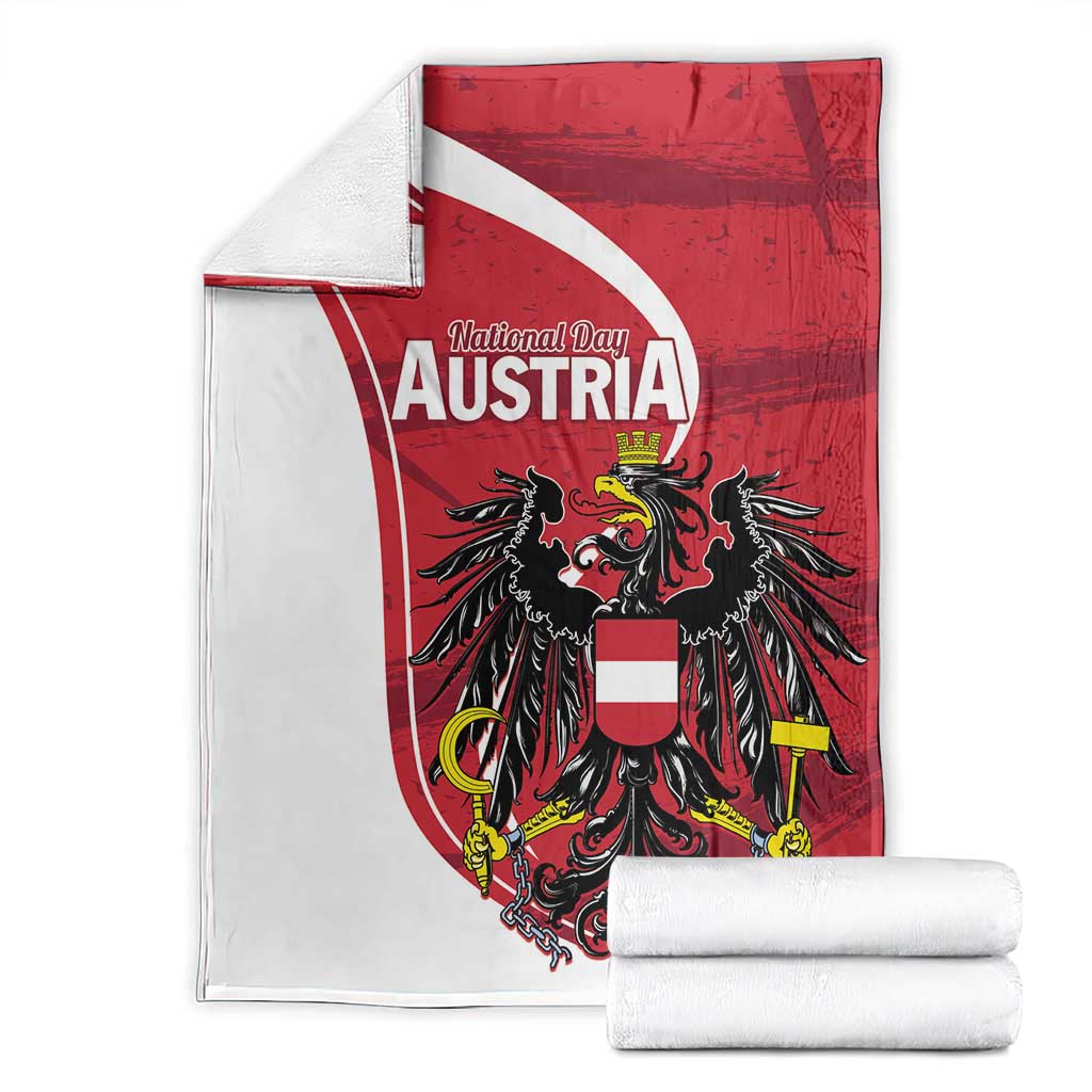 Austria National Day blanket folded, red-and-white crest with black eagle emblem