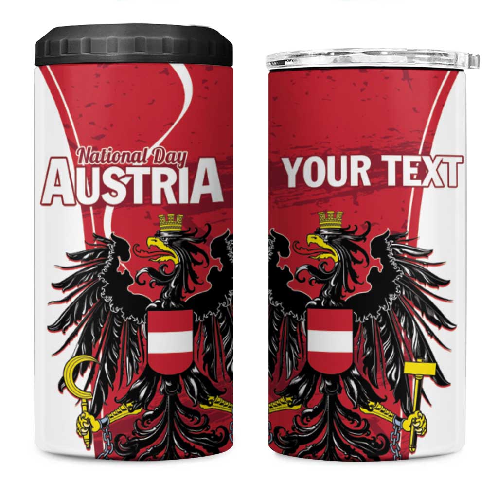 Personalized Austria National Day 4 in 1 Can Cooler Tumbler Republik Osterreich Black Eagle - Wonder Print Shop