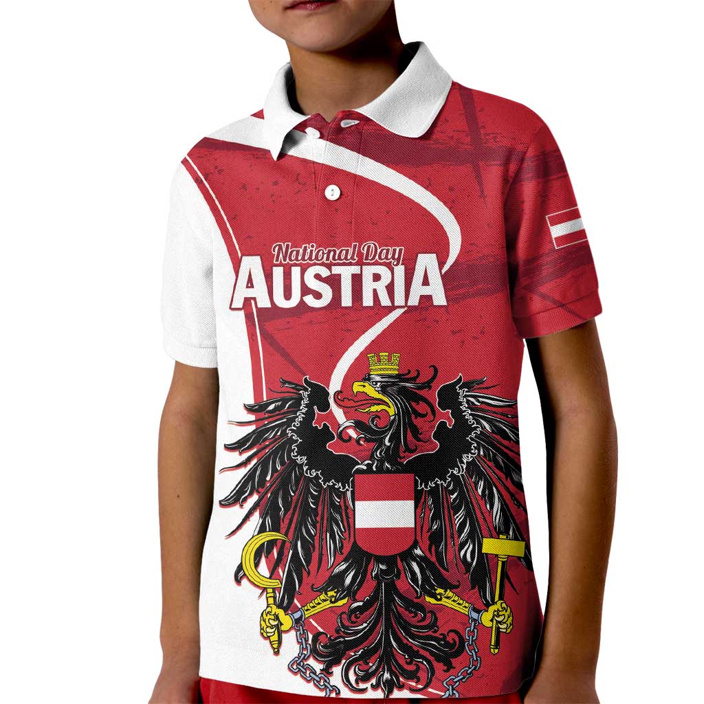 Personalized Austria National Day Kid Polo Shirt Republik Osterreich Black Eagle - Wonder Print Shop