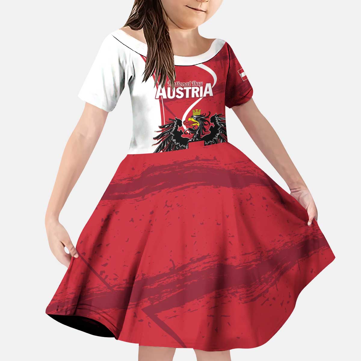 Personalized Austria National Day Kid Short Sleeve Dress Republik Osterreich Black Eagle - Wonder Print Shop