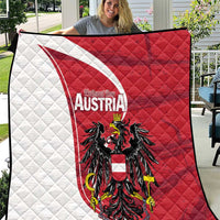 Austria national day quilt with red-and-white diagonal stripe and black eagle graphic