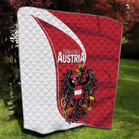 Austria national day quilt on grass, quilted texture, red-and-white diagonal stripe, eagle