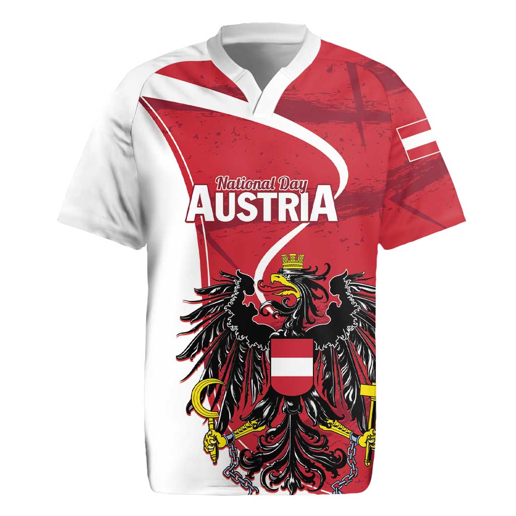 Personalized Austria National Day Rugby Jersey Republik Osterreich Black Eagle - Wonder Print Shop