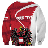 Personalized Austria national day sweatshirt, red and white with black eagle graphic