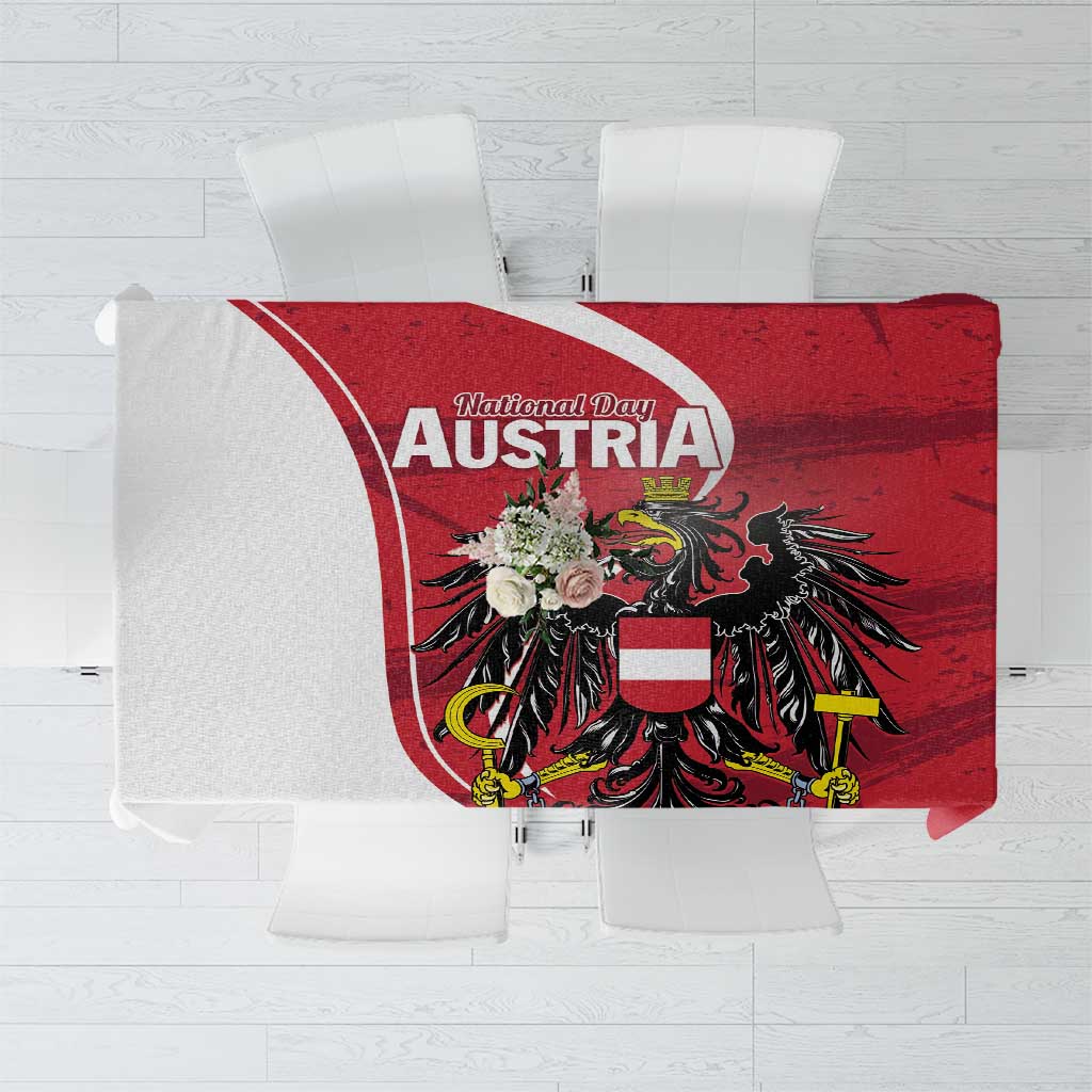 Red Austria National Day tablecloth with black eagle and crest design
