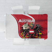 Red Austria National Day tablecloth with black eagle and crest design
