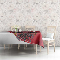 Red Austria National Day tablecloth with black eagle crest across table