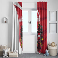 Austria national day window curtains with red and white sections and black eagle graphic