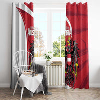 Austria national day curtains on a rod with red-and-white panels and black eagle emblem