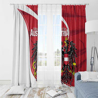 Austria national day window curtains with red-and-white eagle print hanging from top rod