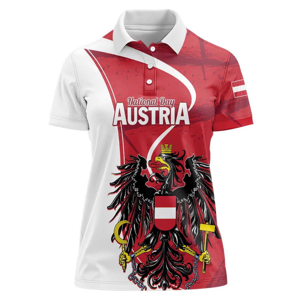 Personalized Austria National Day Women Polo Shirt Republik Osterreich Black Eagle - Wonder Print Shop