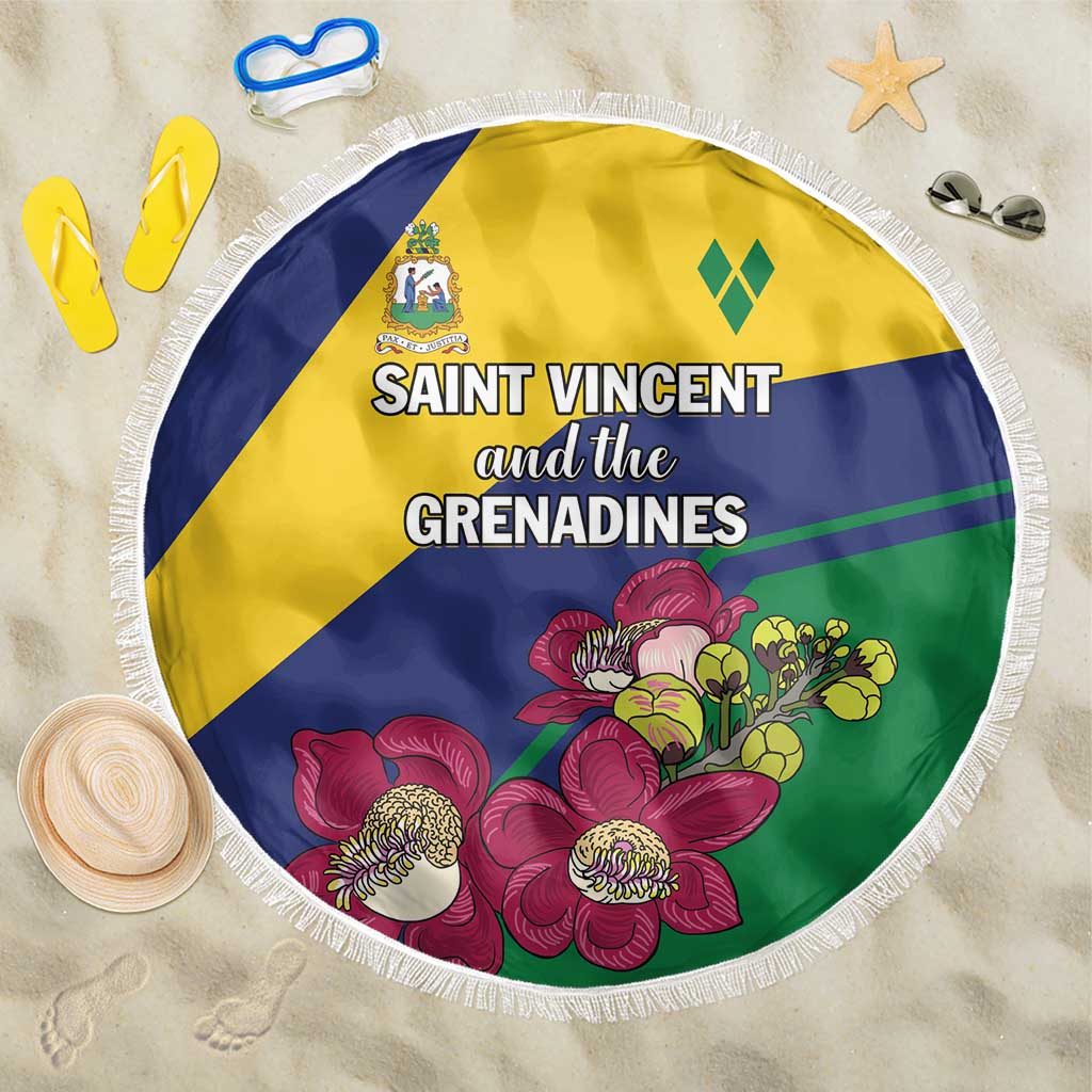 Saint Vincent and the Grenadines Beach Blanket Pax et Justitia Cannonball Flower - Wonder Print Shop