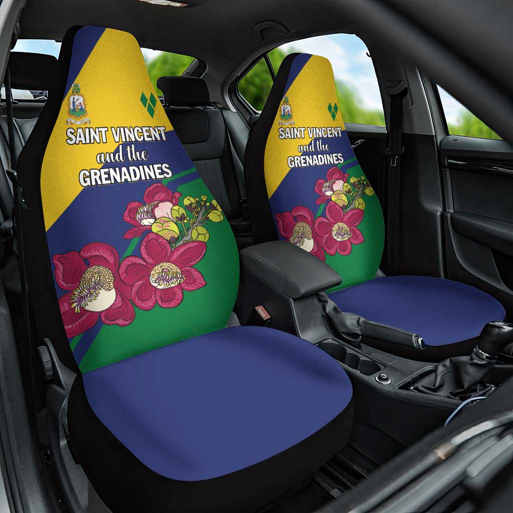 Saint Vincent and the Grenadines Car Seat Cover Pax et Justitia Cannonball Flower - Wonder Print Shop