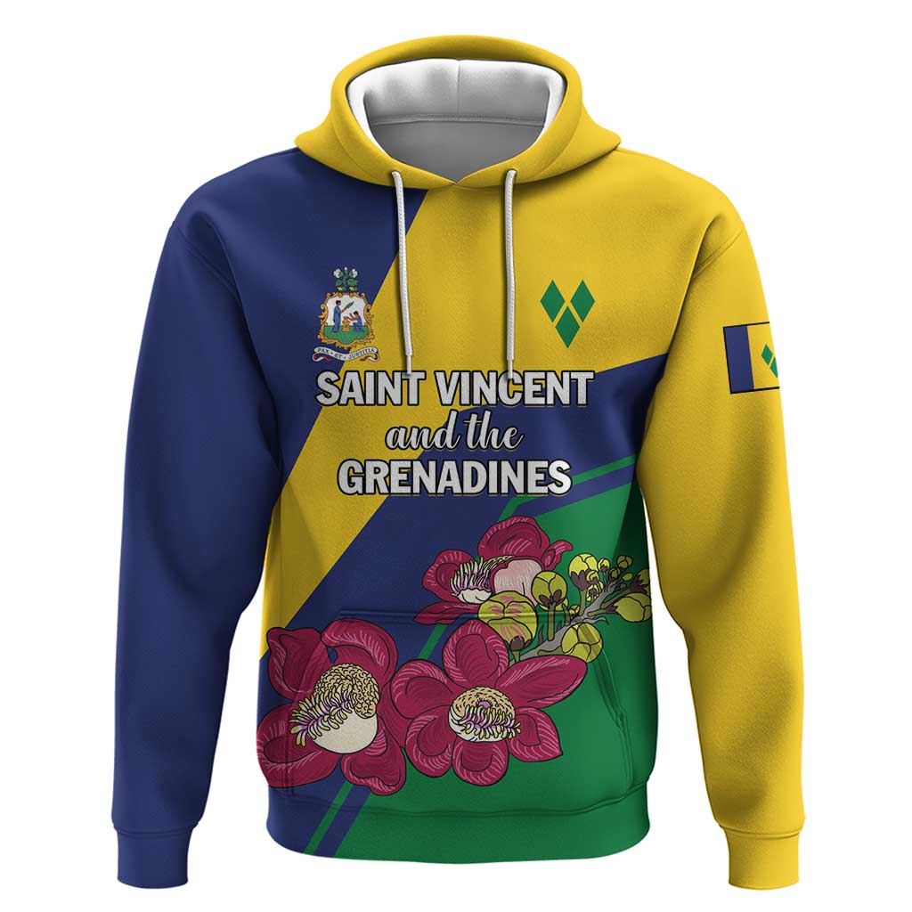 Personalized Saint Vincent and the Grenadines Hoodie Pax et Justitia Cannonball Flower - Wonder Print Shop