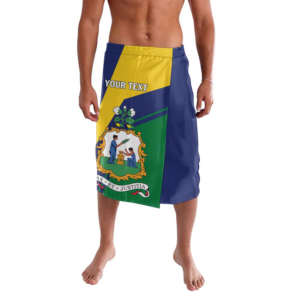 Personalized printed shorts with elastic waistband, blue yellow green front graphic
