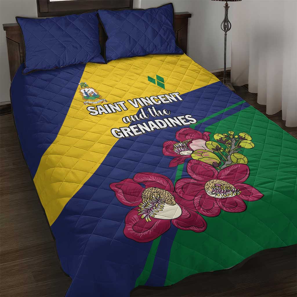 Saint Vincent and the Grenadines Quilt Bed Set Pax et Justitia Cannonball Flower - Wonder Print Shop