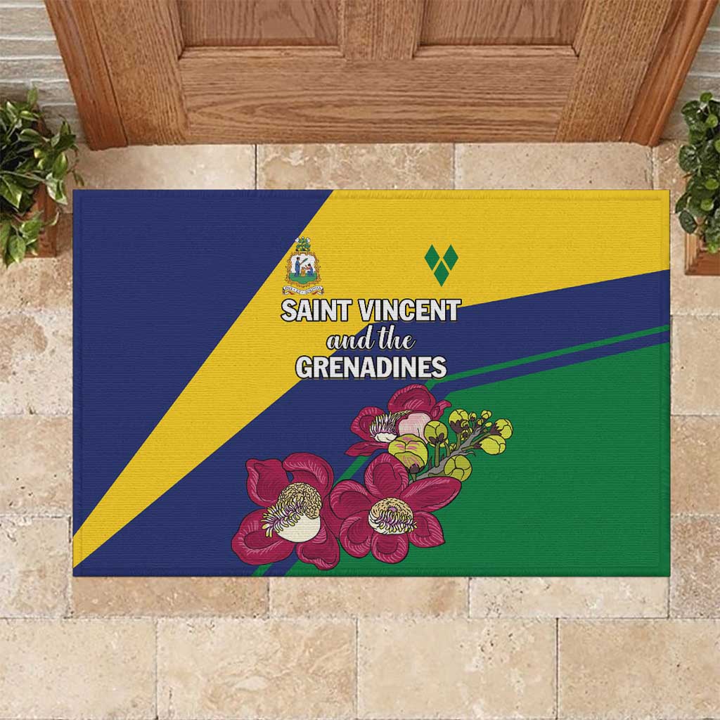 Saint Vincent and the Grenadines Rubber Doormat Pax et Justitia Cannonball Flower - Wonder Print Shop