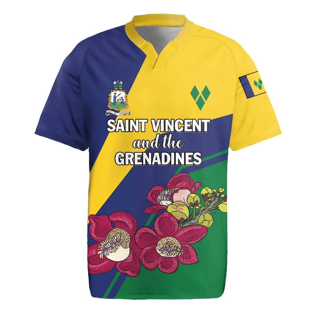 Personalized Saint Vincent and the Grenadines Rugby Jersey Pax et Justitia Cannonball Flower - Wonder Print Shop