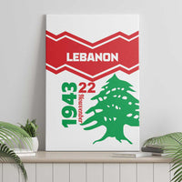 Lebanon Independence Day canvas wall art showing red chevrons, LEbANON text, cedar tree, 1943.