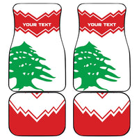 Car floor mats with white, green cedar tree and red zigzag chevrons; 4-piece set