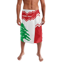 Personalized lavalava sarong with white red zigzag band and optional text panel
