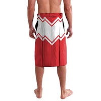 Personalized lavalava sarong in red and white with zigzag border and elastic waistband
