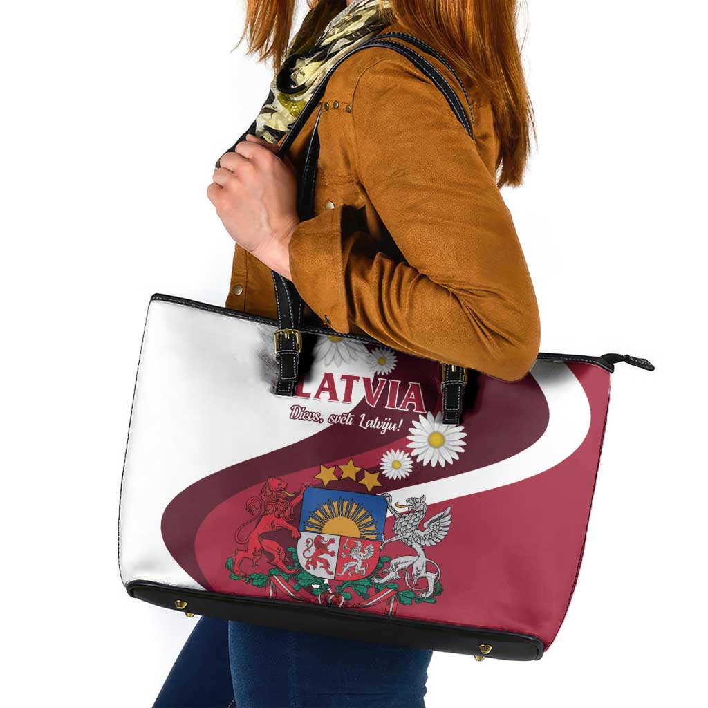 Latvia Leather Tote Bag Dievs sveti Latviju - Wonder Print Shop