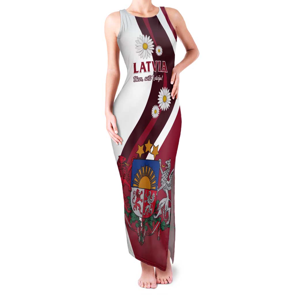 Personalized Latvia Tank Maxi Dress Dievs sveti Latviju - Wonder Print Shop